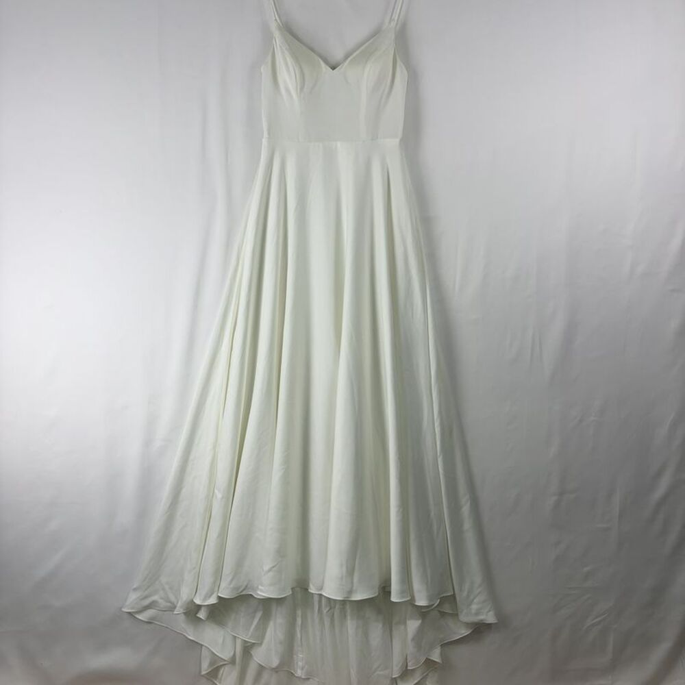 White Women's V-Neck Wedding Dress with Spaghetti Straps (See description)